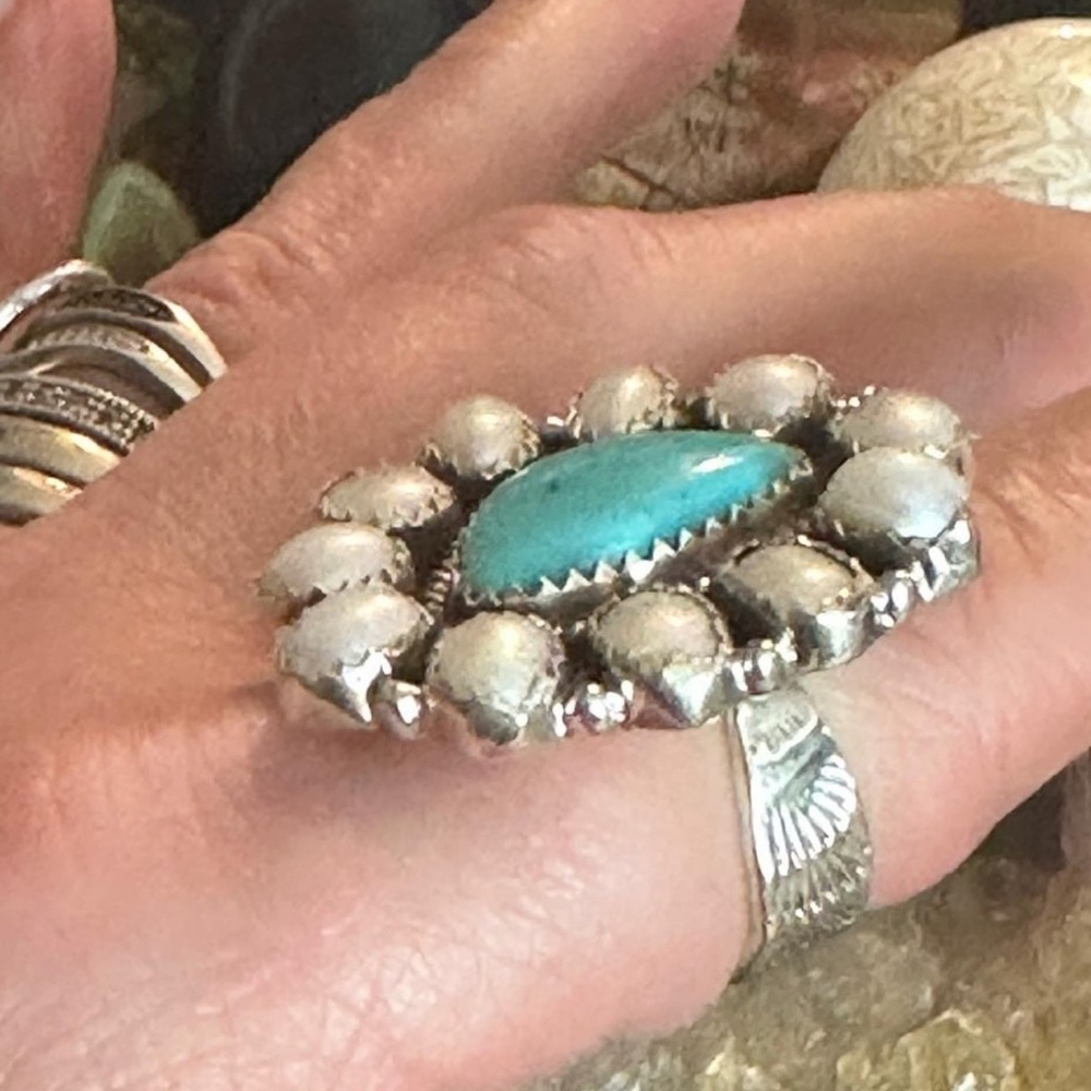 Turquoise Pearl Statement Adjustable Sterling Sil… - image 5